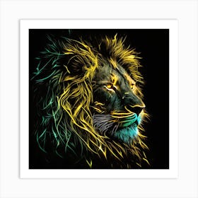 Neon Lion Art Print