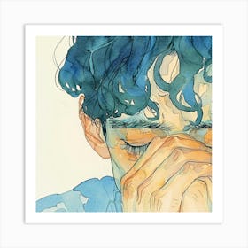 Watercolor Portrait Of A Boy Art Print