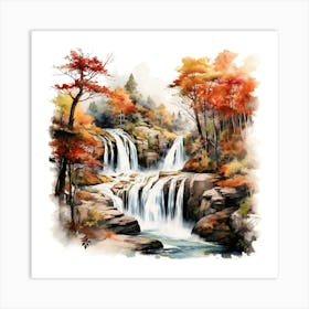 Waterfall In Autumn 3 Art Print