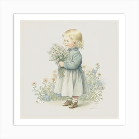 Little Girl With Flowers 5 Art Print