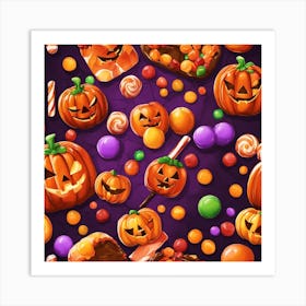 Halloween Candy Seamless Pattern 3 Art Print