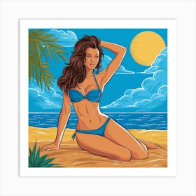 Girl In Bikini Art Print