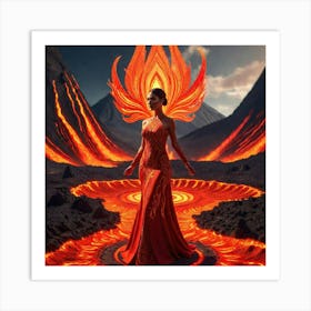 Woman In Flames Art Print