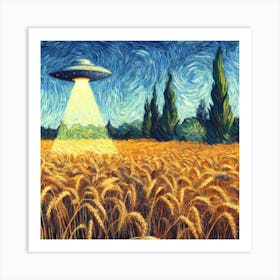 Aliens In The Wheat Field 2 Art Print