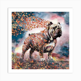 Bulldog With Butterflies Art Print