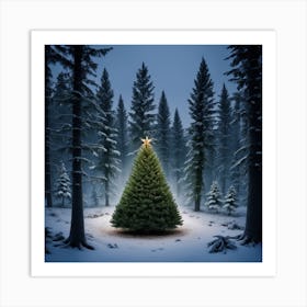 Christmas Tree In The Forest 37 Art Print