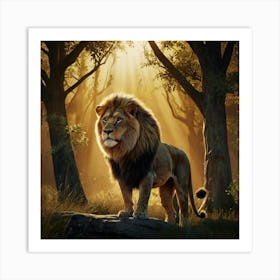 Lion In The Forest Art Print