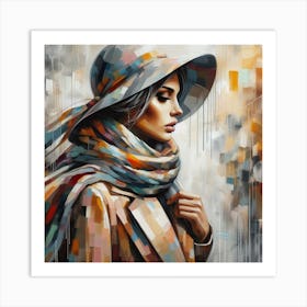 Woman In Hat Art Print