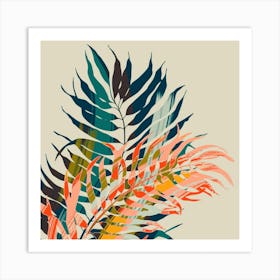 Colorful Palm Leaves Square Art Print