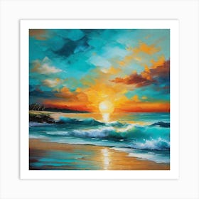 Sunset On The Beach 1069 Art Print