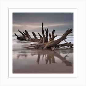 Driftwood On The Beach Art Print