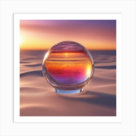 Vivid Colorful Sunset Viewed Through Beautiful Crystal Glass Mirrow, Close Up, Award Winning Photo Art Print