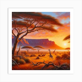 Sunset In The Savannah 1 Art Print