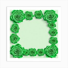 Green Roses Frame 4 Art Print