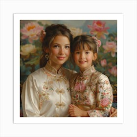 Portrait Of A Mother And Daughter Art Print