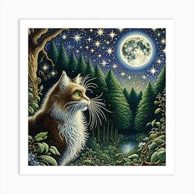 Cat In The Forest Art Print