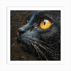 Black Cat With Yellow Eyes Art Print