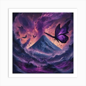 Purple Butterfly In The Sky Art Print