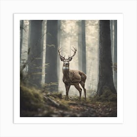 Deer In The Forest Haze Ultra Detailed Film Photography Light Leaks Larry Bud Melman Trending (21) Art Print