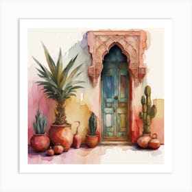 Door To Morocco, Marrakech Wonders, Watercolor Journey Art Print