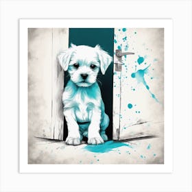 Dog In The Door Art Print