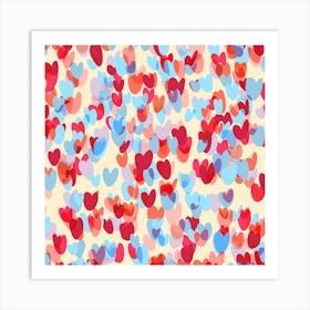 Overlapped Sweet Hearts Square Art Print