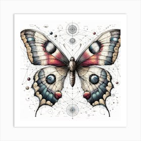 Victorian Diagram Butterfly Illustration II Art Print