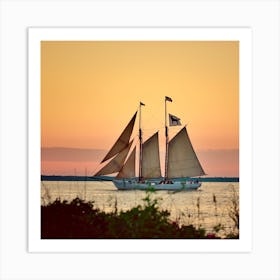 Sailboat At Sunset  Art Print