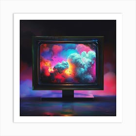 Tv Set With Clouds 1 Art Print