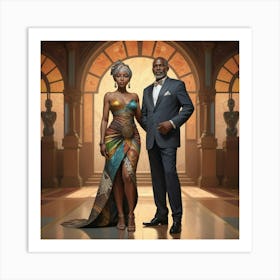 Man And Woman In Formal Attire Art Print