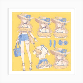 Anime Beach Ready Woman Art Print