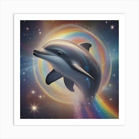 Dolphin In The Rainbow Art Print
