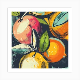 Sketchy Citrus Fruits Art Print