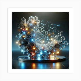 3d Rendering Of A Molecule Art Print