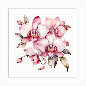 Pattern with pink Orchid flowers 1 Art Print