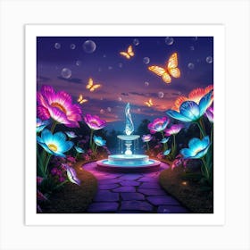 Garden At Night 1 Art Print