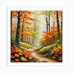 Forest In Autumn In Minimalist Style Square Composition 329 Art Print