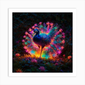 Peacock At Night 3 Art Print