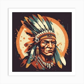 Warrior Native Indian Wildlife Culture Dreamcatcher Wild Feathers Nature Art Print