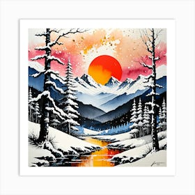 Winter Sunset Art Print