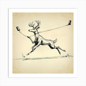 Deer With Cell Phone Art Print