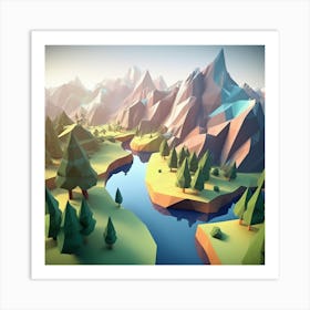 Low Poly Landscape 7 Art Print