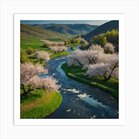 Cherry Blossoms In The Valley Art Print