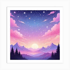 Sky With Twinkling Stars In Pastel Colors Square Composition 299 Art Print