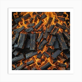 Fire Burning Logs Art Print