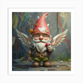 Cupid Gnome Love 3 Art Print