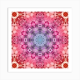 Mosaic Pattern Pink Flower 1 Art Print