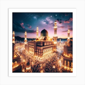 Islamic Mosque At Night 9 Art Print