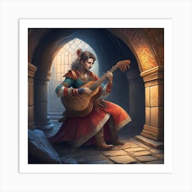 Young Woman Playing The Guitar Art Print