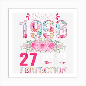 27 Year Old Shirts Women Made In 1996 Floral 27th Birthday 1 Art Print